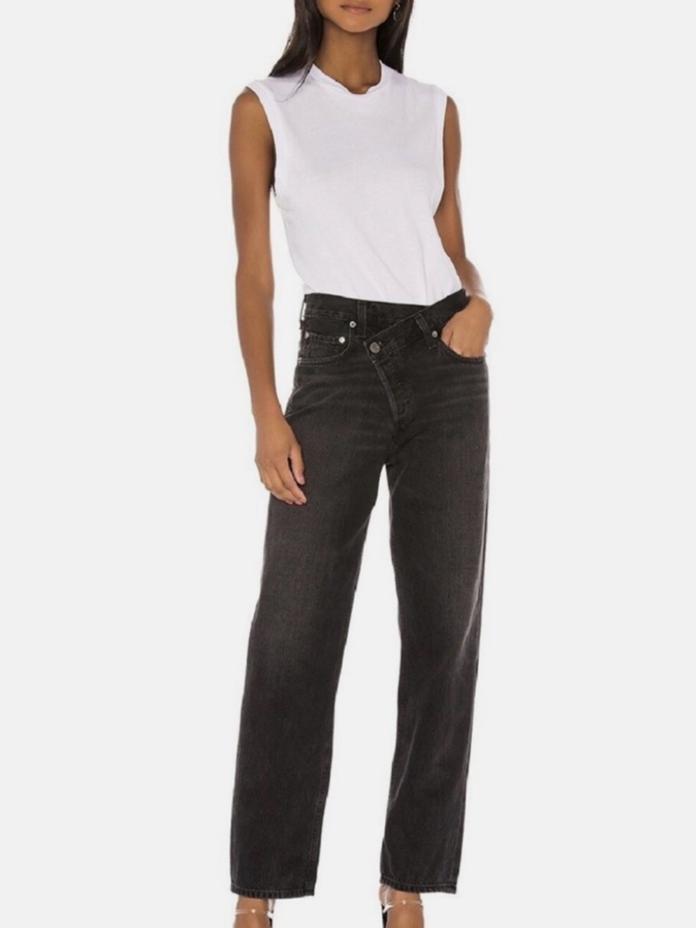 Agolde Black Criss-Cross Jeans